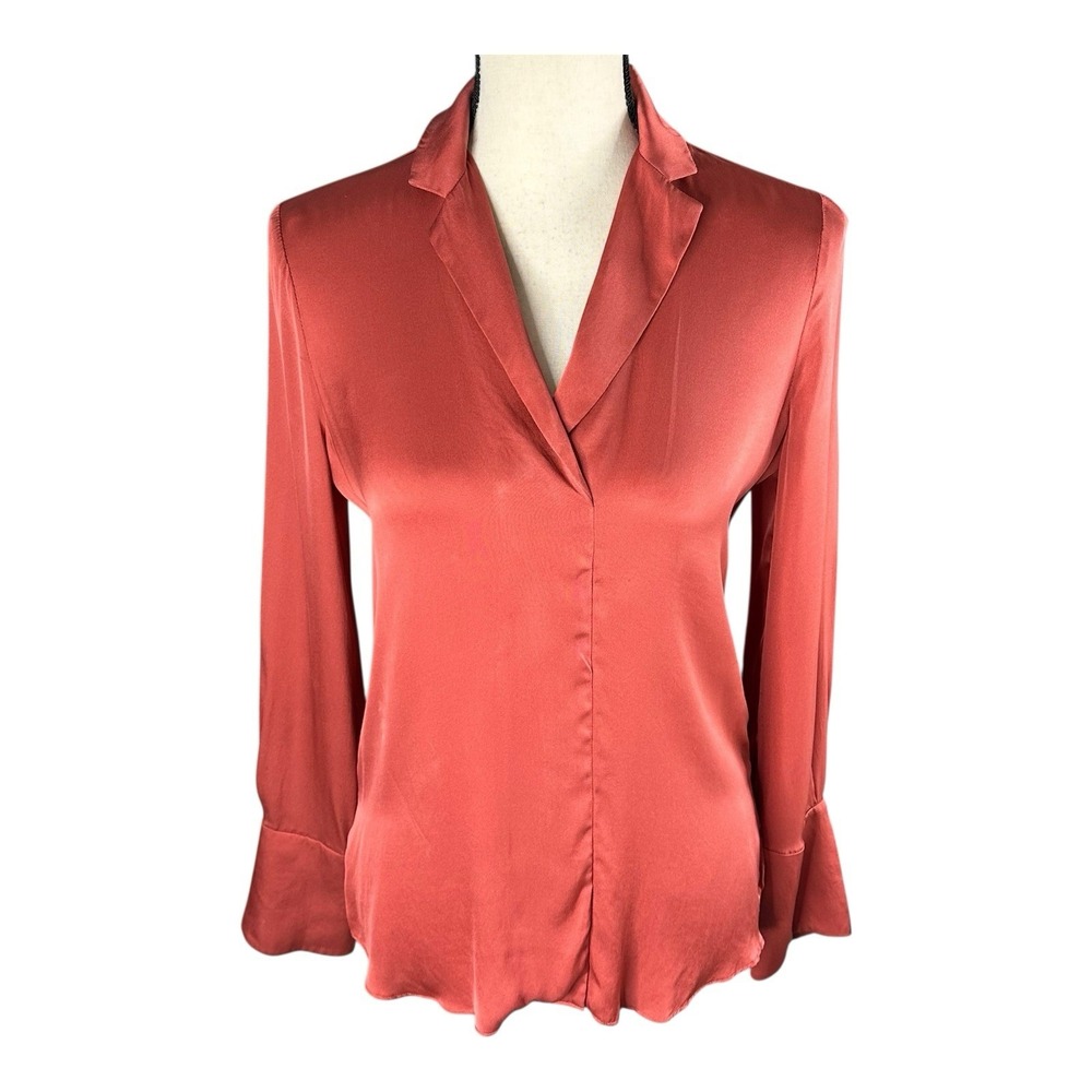 Kobi Halperin Women's Pink Silk V-Neck Rebekah Blouse Top‎ Size XS